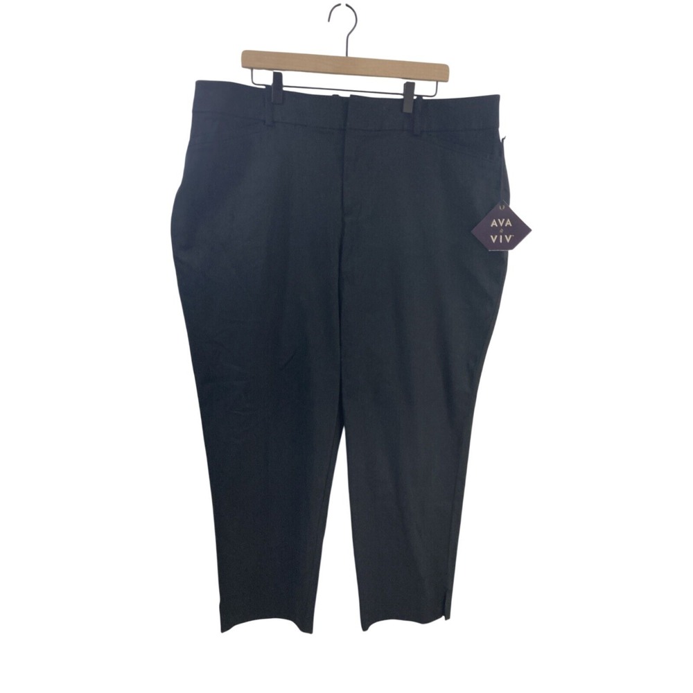 Ava & Viv Women 18 Black Ankle Pants Stretch High Rise Fitted Hip & Thigh